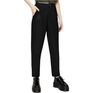 Disturbia Marsilea Fern Embroidered Tapered Tailored Trousers in Black size 8